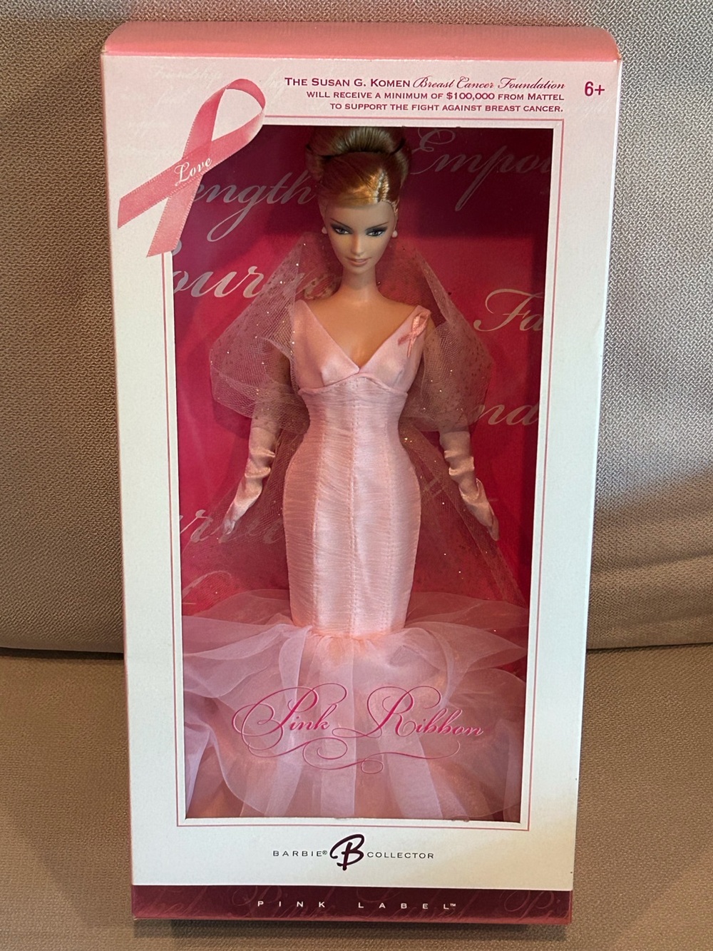 Barbie Pink Ribbon-Susan Komen Breast Cancer Pink Label Collector NIB